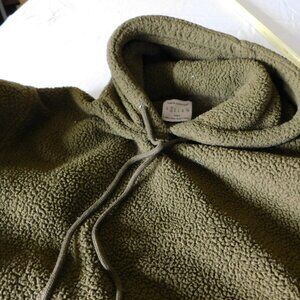Urban Outfitters Small Olive Teddy Bear Fleece Pull-on Drawstring Hoodie